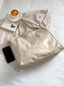 2025新款韩版包包女新款手提大包复古设计百搭单肩休闲手提包 - 白色 - 查看 5