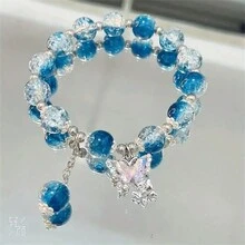 1入組可愛蝴蝶造型多顏色珠子手鍊，適用於女士女孩春夏假期禮物 - 蝴蝶款 - 查看 4
