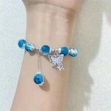 1入組可愛蝴蝶造型多顏色珠子手鍊，適用於女士女孩春夏假期禮物 - 蝴蝶款 - 查看 3