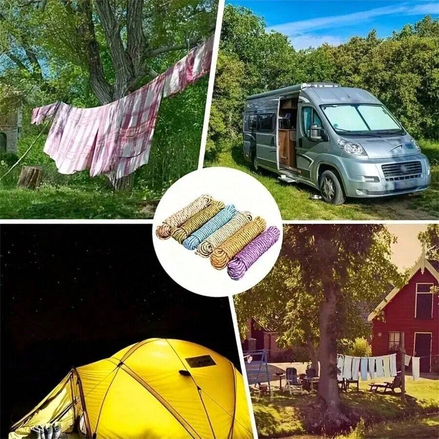 Dây nylon màu hỗn hợp ngẫu nhiên 1 mảnh/393,7 inch, dùng để buộc và kéo vật dụng, phụ kiện cắm trại, dây giặt trong nhà và ngoài trời - Trộn màu ngẫu nhiên - Xem 1