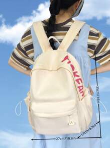 Women's Fashionable Multifunctional American Style Backpack With Large Capacity And Mori Style Design, Perfect For Back To School, Korean Harajuku Style Student Bag - White - View 2