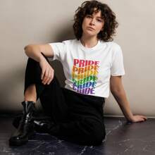LGBT Pride T-Shirt. "PRIDE Waves." Diversity T-Shirt, Equality Print. White T-Shirt, Short Sleeve. Round Neck.