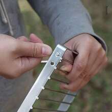 1pc Portable Outdoor Mini Folding Stainless Steel Stove Bracket, Barbecue Shelf Pot Rack Grill Net Support - Silver - View 9