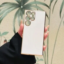 基础款手机壳，6D镀金边框，兼容苹果和安卓手机，男女通用，国际版，非国内版 - 白色 - 查看 2