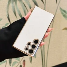 基础款手机壳，6D镀金边框，兼容苹果和安卓手机，男女通用，国际版，非国内版 - 白色 - 查看 3