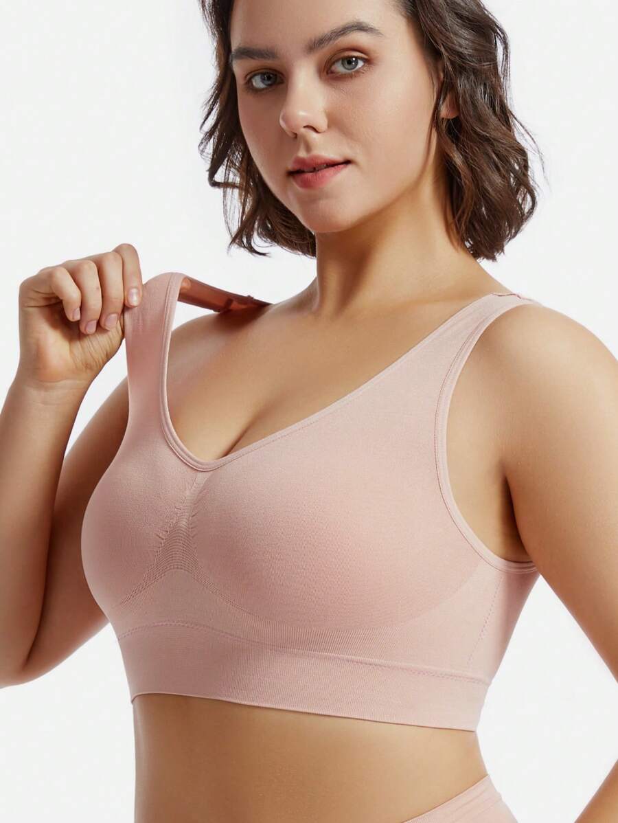 1 件女士加大码无钢圈性感聚拢舒适文胸，提升