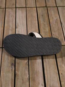2024 New Summer Black Platform Slippers For Women, Fashionable Open Toe British Style Outdoor Sandals, Flat Casual Shoes With Color-Block Straps