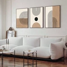 Bộ 3 tranh in nghệ thuật hình học giữa thế kỷ, tranh in nghệ thuật theo phong cách Bohemian, nghệ thuật treo tường cổ điển tối giản, trang trí nghệ thuật treo tường hình học hiện đại, in tranh vải, bộ tranh treo tường phong cách tối giản, trang trí áp phích tường phòng khách, có khung - Nhiều màu - Xem 4