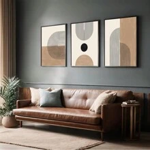 Bộ 3 tranh in nghệ thuật hình học giữa thế kỷ, tranh in nghệ thuật theo phong cách Bohemian, nghệ thuật treo tường cổ điển tối giản, trang trí nghệ thuật treo tường hình học hiện đại, in tranh vải, bộ tranh treo tường phong cách tối giản, trang trí áp phích tường phòng khách, có khung - Nhiều màu - Xem 7