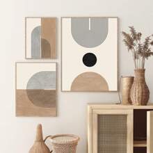 Bộ 3 tranh in nghệ thuật hình học giữa thế kỷ, tranh in nghệ thuật theo phong cách Bohemian, nghệ thuật treo tường cổ điển tối giản, trang trí nghệ thuật treo tường hình học hiện đại, in tranh vải, bộ tranh treo tường phong cách tối giản, trang trí áp phích tường phòng khách, có khung - Nhiều màu - Xem 3