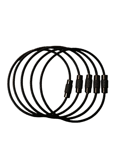 5入組不鏽鋼纜線鑰匙圈，適用於旅行和工作，方便使用和組織，多功能且耐用