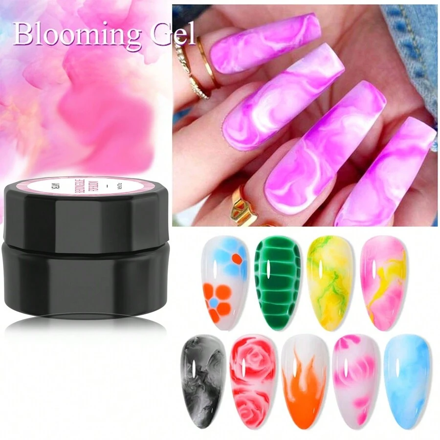 UV LED花漾凝膠指甲油-透明大理石水彩花卉印花浸泡式指甲凝膠，適用於家庭美甲沙龍指甲藝術DIY - 無色 - 查看 1