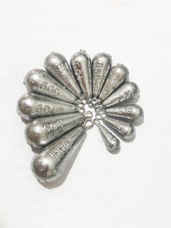 10pcs Fishing Accessories Saltwater/Freshwater Teardrop Sinker Set, 10g To 150g Heavy Duty Fishing Weights
