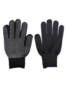 Nylon Fabric Work Gloves With Non-Slip PVC Dots - Black - View 2