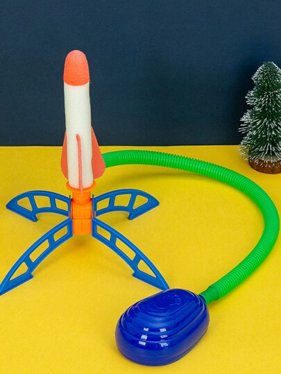 1 peça Brinquedo de Pequeno Foguete Lançador de Voo por Ejeção Interativo para o Ar Livre com Pisão de Pé e Lançador de Catapulta para o Ar LivreCores Aleatórias (Algumas Peças São Enviadas Aleatoriamente)