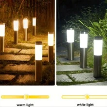 1 pieza Elegante Luces LED solares de acero inoxidable - Resistente al agua, diseño moderno para iluminación del jardín, patio y césped