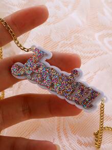 Vòng cổ tên acrylic tùy chỉnh, đầy màu sắc, đơn giản và thời trang, cá nhân hóa, bảng chữ cái màu hồng, dây chuyền cổ nữ, thép không gỉ, dây chuyền vàng 3 mm, mặt dây chuyền khắc, thích hợp cho lễ hội và lễ tốt nghiệp, quà tặng cho bạn cùng lớp khi trở lại trường học - trắng - Xem 9