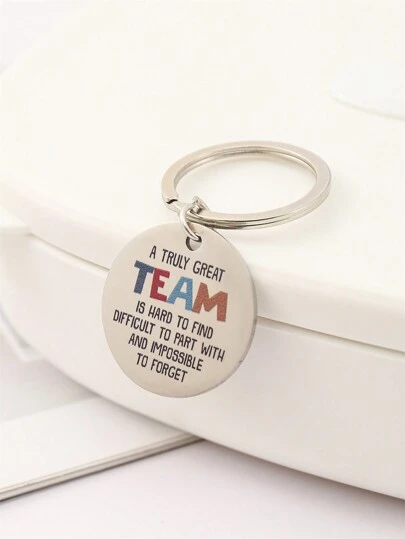 1Pc Inspirational 'A Truly Great Team' Stainless Steel Keychain - Perfect Gift For Colleagues, Friends & Teammates Car Accessories Bag Charm School Cute Goth Y2k