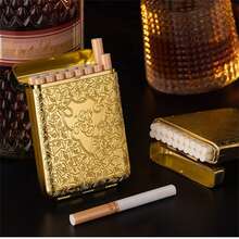 1 Pc Three Open Alloy Cigarette Case  Creative 3-Sided Carved Ultra-Thin Case Classical European, For Regular Size Cigarettes Personalized - Multicolor - View 4