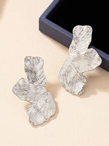 2pcs Unique Asymmetrical Petal Design Zinc Alloy Earrings, Vintage  Women's Summer Holiday Ear Studs