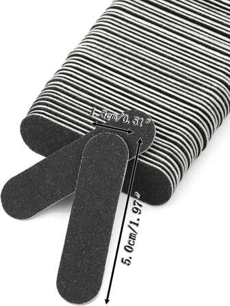 10/20/50/100/200入組一次性黑色DIY迷你指甲文件-雙面砂紙板，適用於修指甲和修腳趾甲