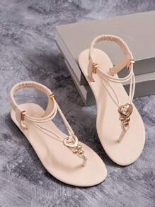 Bohemian Style Slip-On Sandals, Casual Outdoor Non-Slip Flip Flops For Women, All Season Wear Valentines