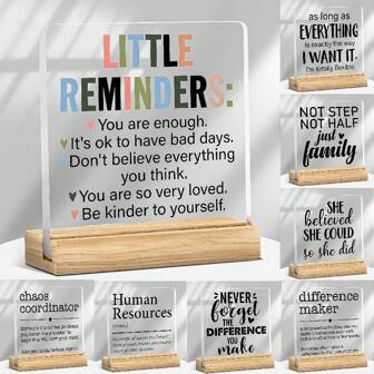 1入組啟發式壓克力桌面裝飾品-完美的禮物，激勵同事和領袖的「相信她可以」牌，搭配木質架子的幽默啟發式辦公室裝飾