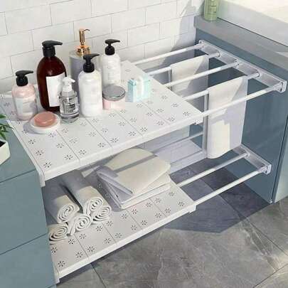 1入組衣櫃分層收納架，衣櫥櫃收納架帶有可調式壁掛式可擴展設計，隨機顏色 - 為衣櫥和櫥櫃提供完美組織，適用於宿舍房間