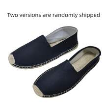 Mocassins pour hommes, chaussures en canevas à semelle en corde, chaussures de loisirs décontractées à enfiler, chaussures plates en canevas; chaussures en tissu respirant tissé pour femmes, chaussures de pêcheur en paille antidérapantes pour hommes et femmes, chaussures à semelle en lin brodé pour couples; chaussures de pêcheur blanches pour hommes, mocassins noirs, mocassins blancs, chaussures vert militaire, mocassins bleus (boîte de pointe étroite, pied large recommandé pour augmenter la taille. La semelle en corde a à être rigide, faite à la main avec un artisanat grossier)