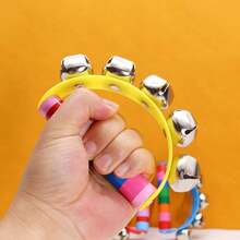 1pc Wooden Handheld Bell With Leather Strip And Five Bells, Musical Instrument Toy For Indoor Use - Multicolor - View 7