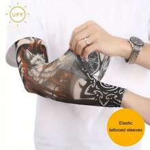 10 New 100% Nylon Elastic Fake Temporary Tattoo Sleeves With Body And Arm Socks, Suitable For Cool Tattoos For Both Men And Women (Random Patterns) (Please Make Sure This Is The Same Style! It Was You Who Said The Official Image Information Was Incorrect That I Added Detailed Pictures!!) - Multicolor - View 2