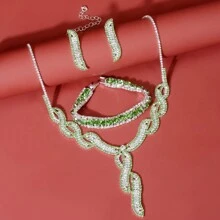 4入組時尚簡約鑽石頸鏈套裝，適用於女性日常佩戴、婚禮、派對、新娘 - 銀色 - 查看 19