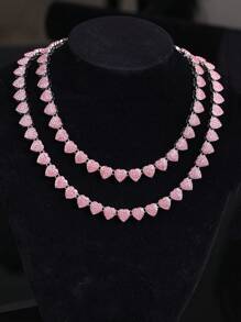 1 件嘻哈心形吊坠项链/手链，带水钻，适合男士/女士，时尚金属链首饰，适合夏季海滩派对情人节、妈妈、母亲、母亲节、礼物 - 愛心 - 查看 6