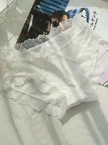 Quần lót nữ ren trắng vá kháng khuẩn toàn thân cực kỳ quyến rũ nâng đỡ không để lại dấu vết tối giản gợi cảm - trắng - Xem 6