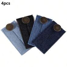 4 件套裤子延长器套件，包括裤子纽扣延长器、长钩、腰部可调节松紧带和腰带延长器，实用缝纫工具