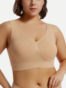 1 chiếc áo ngực nâng ngực hở lưng thoải mái không gọng quyến rũ cho nữ size lớn [Kích thước nhỏ, vui lòng đặt tăng một size] - Màu be - Xem 5