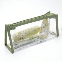 1 个大容量透明铅笔盒，时尚简约极具吸引力的学生文具袋，可用于铅笔文具收纳、化妆品收纳、办公小物品收纳、返校、学校用品 - 彩色 - 查看 9