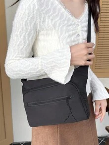 Túi đeo chéo nữ mới Túi đeo vai dung tích lớn Túi đeo vai thường ngày Xu hướng Túi xách nữ - màu đen - Xem 5