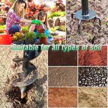2 In 1 Hand Drill Auger Post Hole Digger – 44.5 Inch Manual Garden Spiral Drill Planter For Bulb, Flower, Seedlings, Bedding Plants, Fence Post Auger For Trees, Mailbox, Deep Cultivating. - 黑色 - 查看 7