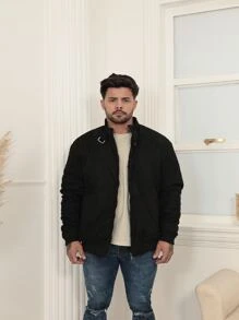 jaqueta camurca masculina forrada - Preto - Visão 3
