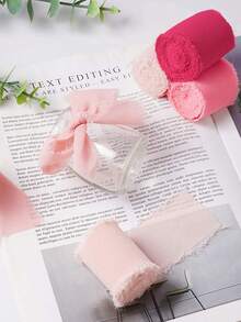 Set da 3 nastri in chiffon sfrangiati tricolore, per matrimoni, profumo, confezioni regalo, accessorio per confezioni regalo deliziose