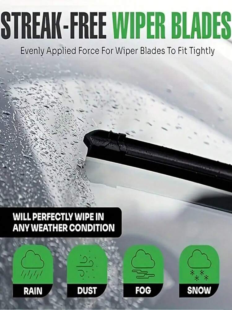 1pc Universal U-Shaped Boneless Car Wiper Blade, Windshield Wiper Rubber Strip - Black - View 4