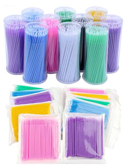 Set di 100 bastoncini di pulizia per estensione ciglia con pennelli, rimozione della colla, applicatori, bacchette per le ciglia micro e accessori per il trucco