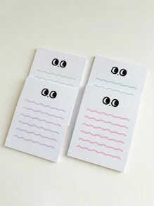 1pc 50-Page Big Eye Wave Line To-Do List Memo Pad, Planner, Message Note, Memo Book Back To School