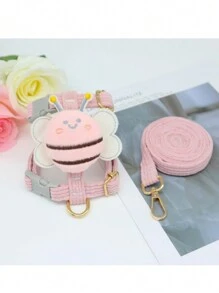 全新卡通狗牽引帶胸背帶套裝，錐形胸背帶寵物牽引帶，適用於狗和貓走路