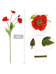 1 Peça Buquê de Flores Artificiais de Papoulas e Tulipas Aveludadas, Decoração Doméstica/Casamento/Fotografia, Flores Artificiais - Multicolorido - Visão 12