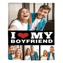 1入個性化法蘭絨毛毯，多張照片製作，送給我男友的禮物，高清印刷定制照片毛毯，我愛我的男友，紀念毯，絕佳假日禮物 - 彩色 - 查看 3