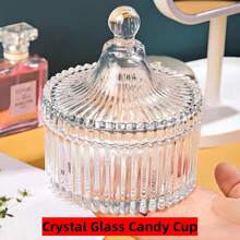 1 lọ kẹo thủy tinh pha lê trong suốt có nắp, hộp đựng đồ ăn nhẹ, hộp trang sức, giá đựng nến hoặc vật trang trí trưng bày hình Yurt để sử dụng tại nhà - trắng - Xem 7
