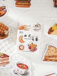 46pcs/Box Mini Stickers Scrapbook Supplies,Street Food Barbecue Noodles Bibimbap And Other Shapes, Decorate Notebook Photo Frame Phone Case Water Cup Junk Magazine Scrapbook DIY - Multicolor - View 6