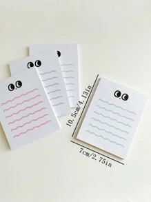 1pc 50-Page Big Eye Wave Line To-Do List Memo Pad, Planner, Message Note, Memo Book Back To School